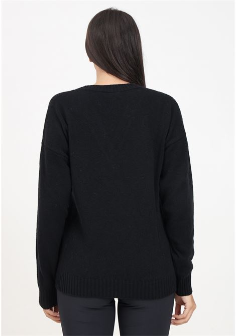 Women's black V-neck sweater featuring the EF logo ELISABETTA FRANCHI | MK94M46E2685